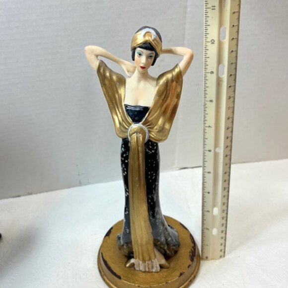 VTG Hand Painted Burlesque Dancer Roaring 20's Style Statue Figurine 11" Tall - Picture 16 of 16